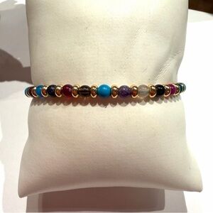 Lola Rose London Multi-Gemstone Beaded Bracelet - Gold Tone Accents